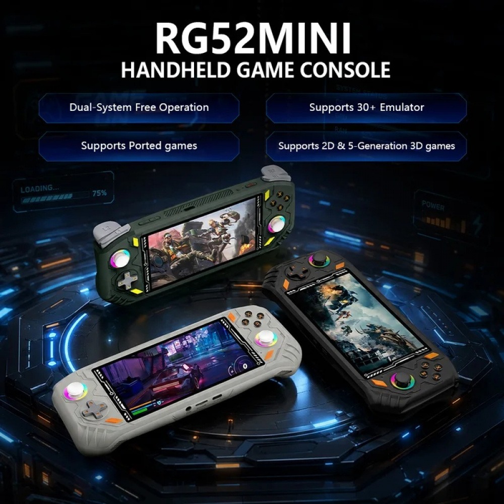 Q21 Gaming Console - เครื่องเล่นเกมพกพา RG52 MINI หน้าจอ IPS 5.5