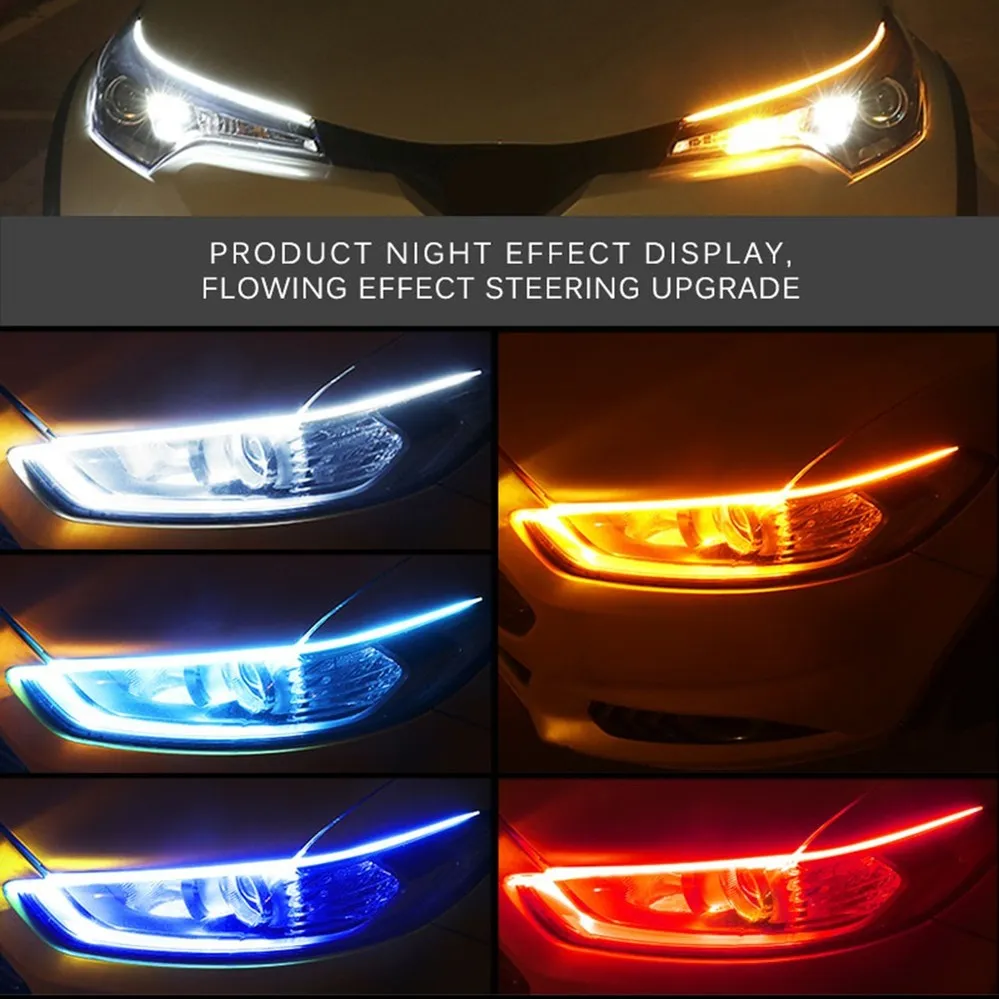 Led Gaming Light Strip - 2 ชิ้นรถ DRL ยืดหยุ่นไฟหน้ากันน้ํา LED Strip
