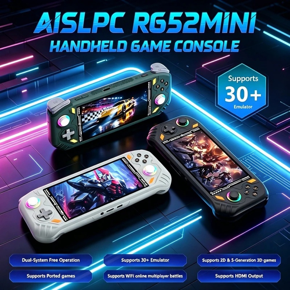 Q21 Gaming Console - เครื่องเล่นเกมพกพา RG52 Mini Retro ระบบคู่ EmuELEC&RGBOX