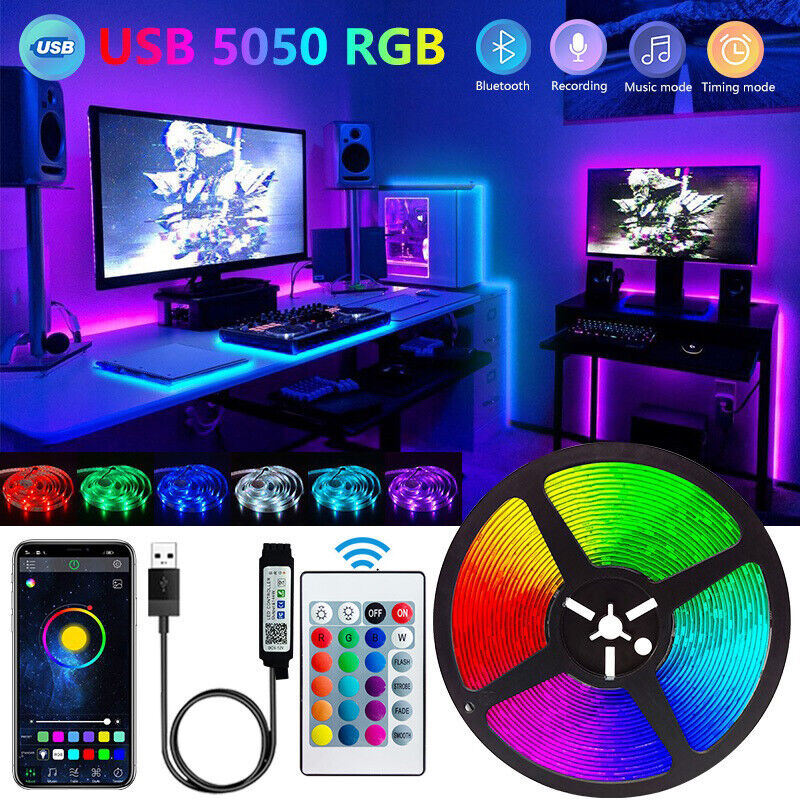 Led Gaming Light Strip - แถบไฟ LED บลูทูธ5050แถบไฟควบคุมรีโมทแอปอัจฉริยะมีความยืดหยุ่นไดโอดโคมไฟ RGB เทป backlights